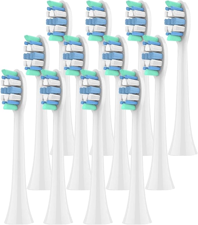 8/12/20Pcs with Toothbrush Replacement Brush Heads Refills Compatible for 1100 2100 4100 5100 6100(White-12 Pcs)