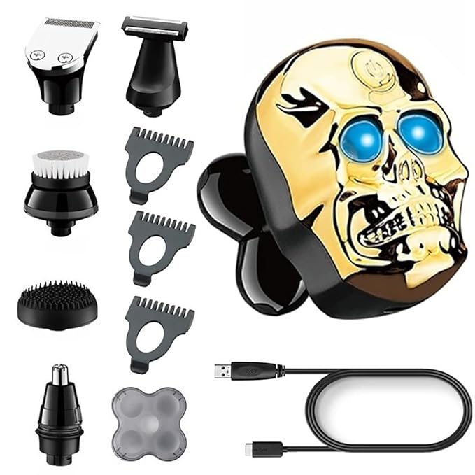 Electric Razor for Men 6 IN 1 Whole Body Washing Electric Shaver Facial Grooming Strong Rotary Electric Razor Beard Shaving Machine Bald Usb Rechargeable