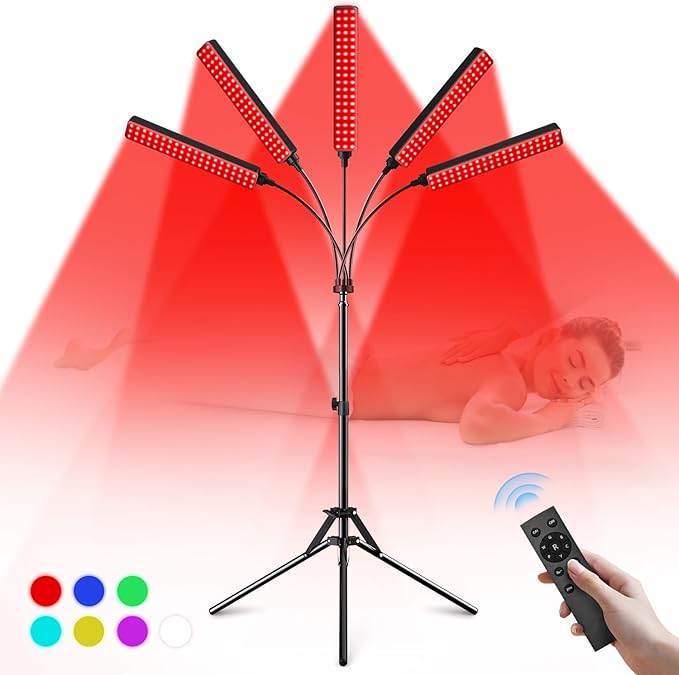 Red Light Therapy for Face Body 5 Heads Red Infrared Light Therapy Device 7Colors Full Body Red Light Therapy Devices 660nm and 850nm Near Infrared for FaceMuscleBodySkin
