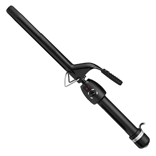 StyleCraft Stay-Temp Black Gold Professional Curling Iron with Extra-Long Thumb Grip Extended Barrel Marcel