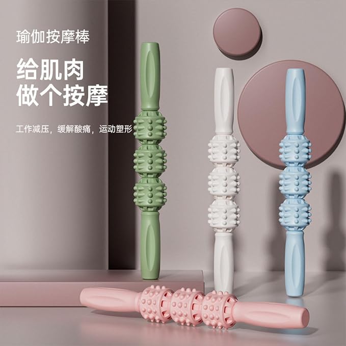 狼牙按摩棒 Leg Arms Back Calves Roller Massage Roller Stick 滚轴长高睡前按摩滚轮大小腿筋膜神器 HomeOffice Body Electric Massagers