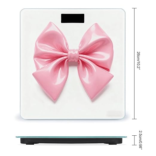Pink Bow Scale for Body Weight Highly Accurate Digital Bathroom Electronic Weighing Machine for People LCD Display Large Size Tempered Glass for Safe Home Use