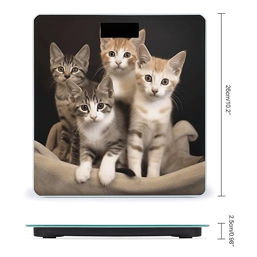 Kittens Family Cats Bathroom Scale Rounded Smart Scale for Body Weight Automatic Power On/Off Weight Scales Accurate Bathroom Digital Scales for Pet Home Bedroom Kitchen