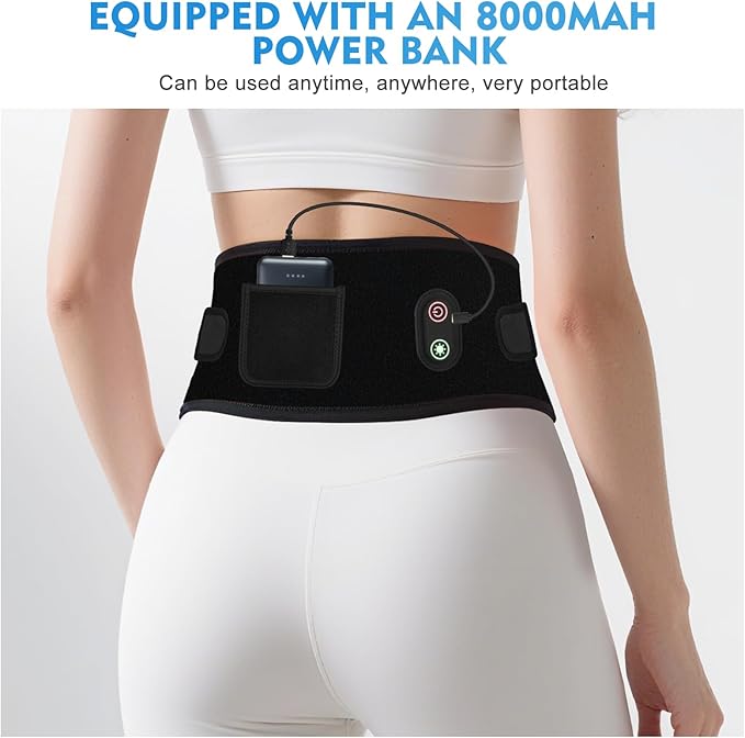 Red Light Therapy for Body with 8000mAh Power Bank – 5050 60LED 3-Chip (660+850+660nm) 3 Modes / 2 Temp Levels / 3 Timers – Portable Wrap with Pocket &amp USB-C Cable