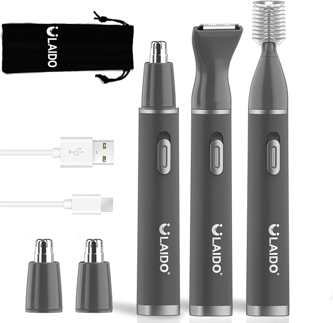 Nose Hair Trimmer for Men and Women Painless 3 in 1 Men's Ear and Nose Hair Trimmers 2025 USB-C Rechargeable Facial &amp Body Detail Hair Trimmer Clipper with High Speed and Dual-Edge Blades