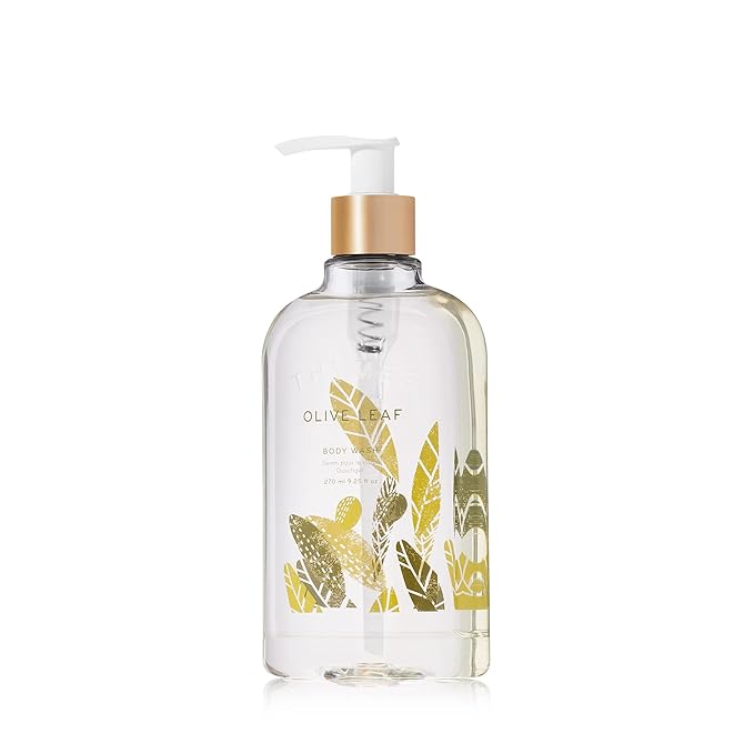 Thymes Moisturizing Body Wash with Pump - Body Soap - Bath Products - Skin Care - Liquid Soap with Notes of Sardinian Laurel Leaf Lavender Flowers Patchouli &amp Balsam (Olive Leaf 9.25 fl oz)