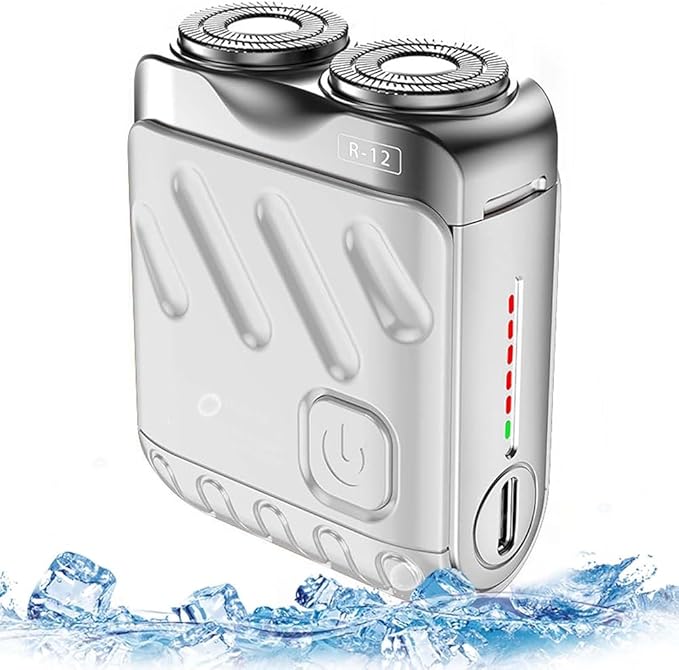 TsoLay Luggage Electric Shaver Electric Mini Portable Razor New Beard Shaver Mini and Portable Suitcase Design Ipx7 Waterproof and Pocket Double-Ring Magnetic 1 Button Long Lasting for Men