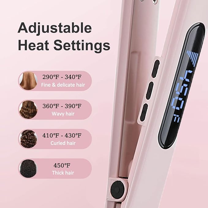 USTAR 2 in 1 Hair Straightener and Curler 1 Inch Flat Iron Hair Straightener with Titanium Ceramic Ionic Plates &amp Dual Voltage for Less Frizz Shinier Hair with Heat-Resistant Silicone