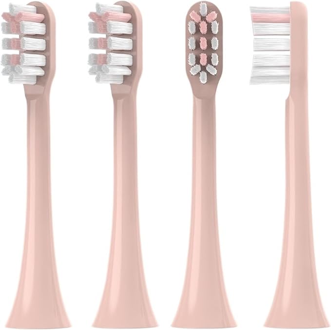 12Pcs Replacement Brush HeadsCompatible for SOOCAS V1/X1/X3/X5/X3U/X3PRO/v1/v2 Toothbrush Soft Bristle Nozzles(Pink)