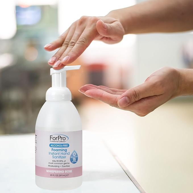 ForPro Alcohol-Free Foaming Instant Hand Sanitizer Moisturizing Dye-Free Formula Whispering Rose Scent 20 Fl Oz (Pack of 6)