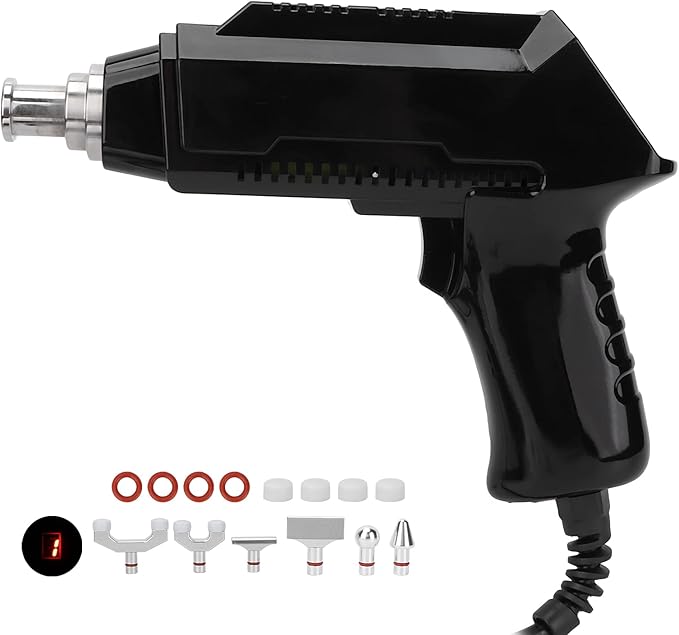 Electric Chiropractor Heat Resistant Chiropractor with 6 Levels of Regulable Force Correction Tool with Six Interchangeable Massage Heads(US)