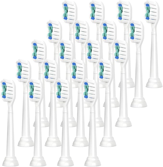 Compatible for Replacement Toothbrush Heads Compatible with Philips Sonicare Electric Brush Head 1100 2100 4100 5100 5300 6100 7500(White-20 Pcs)