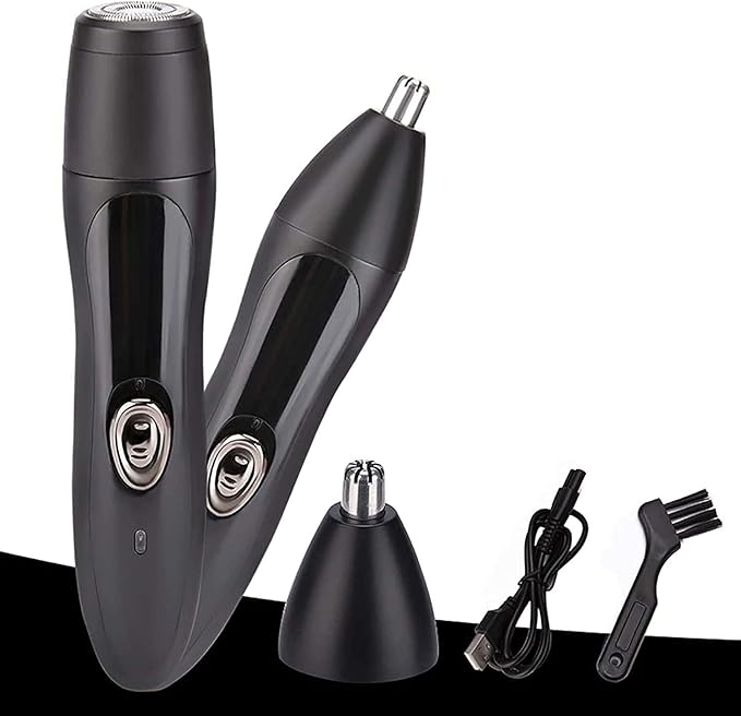 Nose and Ear Hair Trimmer Electric Dual-Edge Stainless Steel Blades Mute Motor Facial Hair Trimmer USB Rechargeable Easy to Clean(Black)