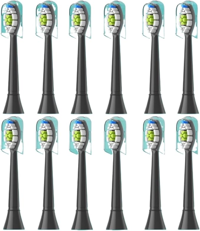 4/8pcs Replacement Toothbrush Heads Compatible with Philips Sonicare Soft Electric Brush Head 4100 6500 6100 7500 5(12pcs Black)