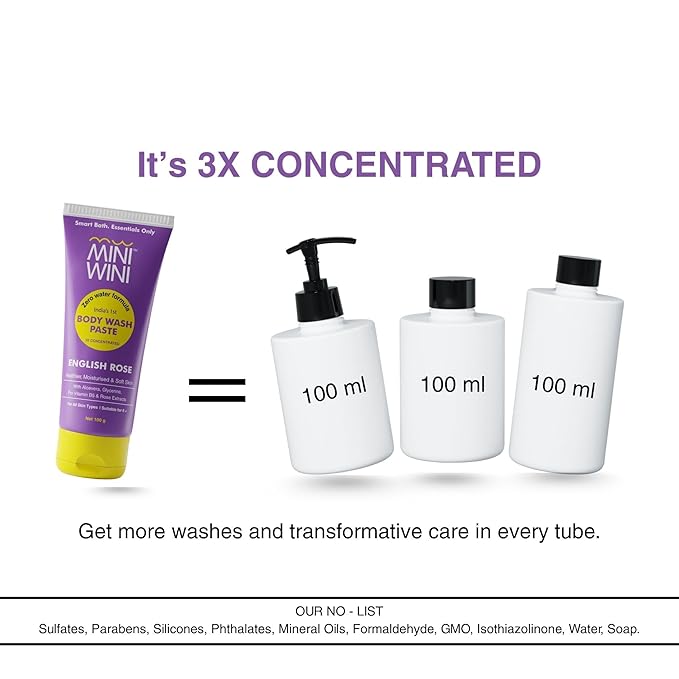 3X Concentrated Body Wash Paste Pack of 3 X 100g (3.2 fl oz) | Face + Body Cleanser | Aloe Vera Pro-Vitamin B5 &amp Glycerin | Travel-Friendly | Daily Use | Men Women &amp Kids | All Skin Types