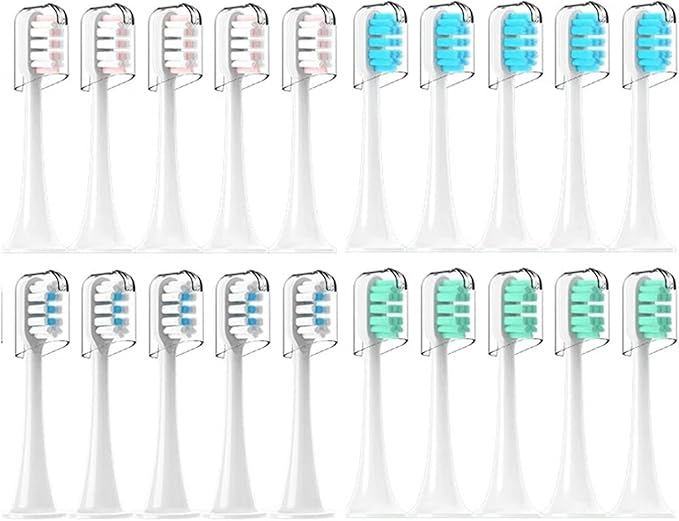 4pcs Replacement Brush HeadsCompatible for Xiaomi Mijia T300 T301 T500 Sonic Toothbrush Head Soft Bristle Nozzles(3)