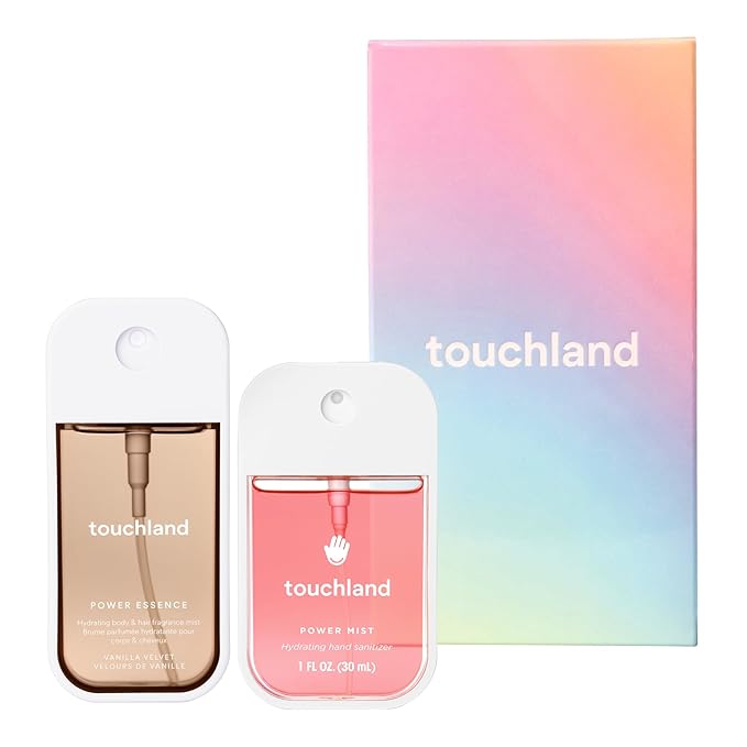 Touchland Sweet Rush – Hydrating Vanilla Velvet Body &amp Hair Fragrance Mist and Wild Watermelon Hand Sanitizer Spray – Travel Size Gift Idea Gift Set