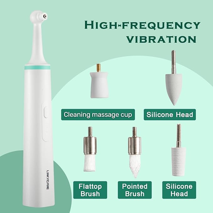 Electric Tooth Polisher Household Electric Dental Calculus Remover with 8 Replacement Heads &amp 3 Adjustable Modes Plaque Remover for Teeth Teeth Cleaner Tools