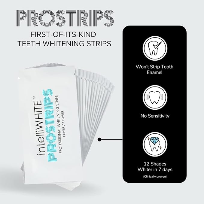 IntelliWHiTE ProStrips Teeth Whitening Strips Whitens Up to 12 Shades Enamel-Safe Gentle Remineralizing Formula Dentist Formulated for Sensitive Teeth (28pk Mint Flavor)