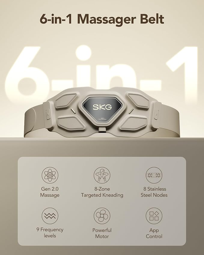 SKG Lower Back Massager for Pain Relief Deep Tissue Christmas Gifts for Men Women Adjustable Cordless Heating Pad Infrared Vibrating Back Massager Gifts for Dad Mom Grandpa