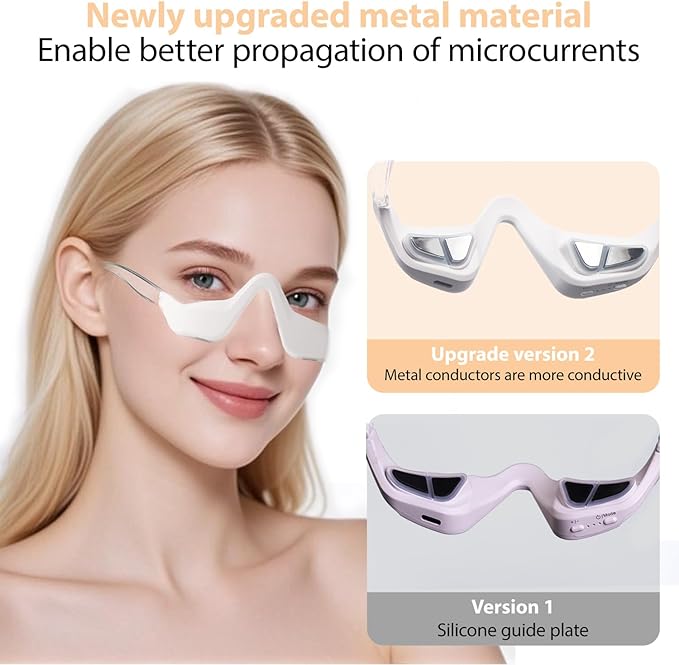 Under Eye Light Therapy Device Red Light Therapy Glasses 3 Modes Microcurrent Eye Massager Red Light Eye Mask for Eye Bags Dark Circles Puffiness Wrinkles Fine Lines