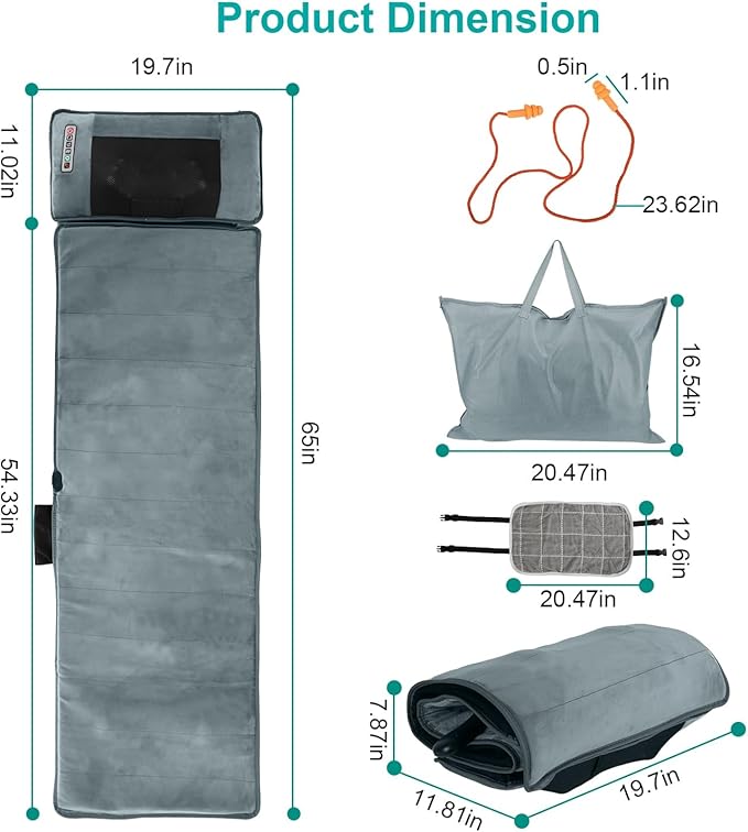 Full Body Massage Mat with Heat Multifunctional Massage PadNeck Back Massager Full Body Relaxation Seat Chair Pad with 10 Vibration Motors Timer for Indoor Bed Sofa Chair Anti-Slip Bottom