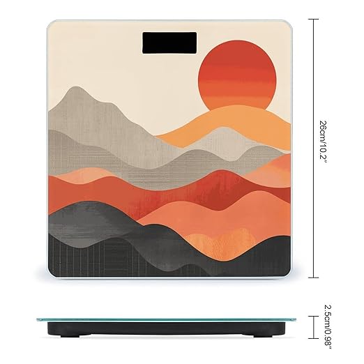 Retro Images Scale for Body Weight Anti-Slip Digital Bathroom Scale Sturdy Toughened Glass Weighing Scales High Precision Safe Rounded Corners Smart Scales