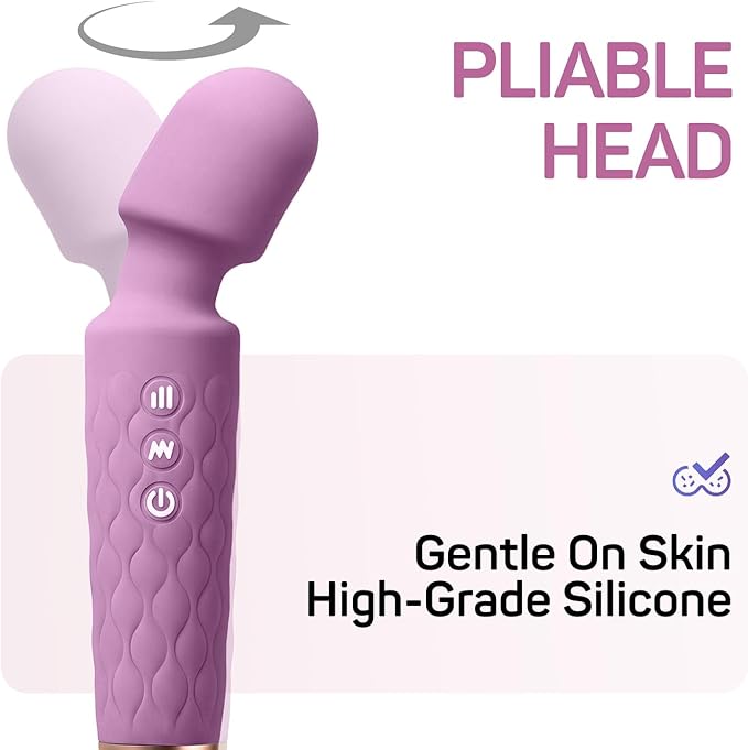 Rechargeable Personal Massager 8-Speed &amp 20-Mode Cordless Handheld Percussion Massager for Neck Back Shoulder Relaxation Quiet Handheld Body Massager with Ergonomic Design(Dark Purple)