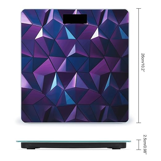 Purple Geometric Weight Scale for Body Weight Digital Bathroom Scale High Capacity Accurate Digital Weighing Scales and Easy-to-Read on Backlit LCD Display Scales