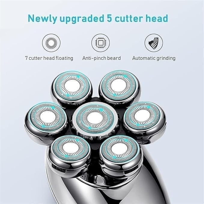 Electric Razor for Men's 5 in 1 Electric Shaver for Men 7D Floating Cutter Head USB Rechargeable Rotary Shaver Smart Multifunctional Grooming Kit