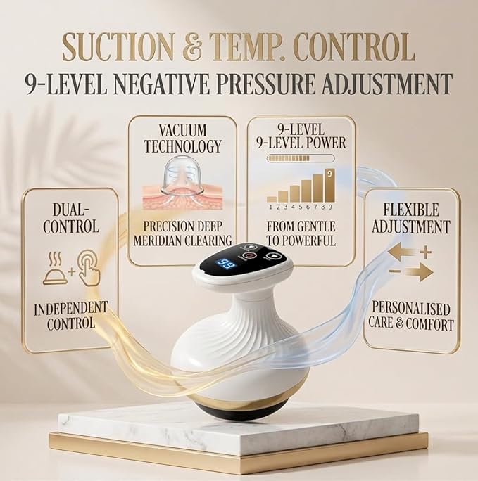 Morlit Smart Cupping Massager Cordless Deep Tissue Body Massager with 9 Suction Levels &amp Heat Therapy One-Touch Electric Massager for Neck Back Shoulder Pain Relief Rechargeable Gift Set