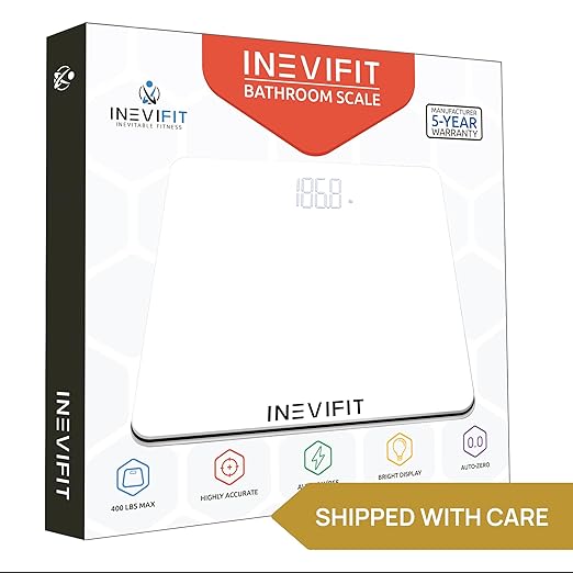 INEVIFIT Bathroom Scale Highly Accurate Digital Bathroom Body Scale Precisely Measures Weight up to 400 lbs