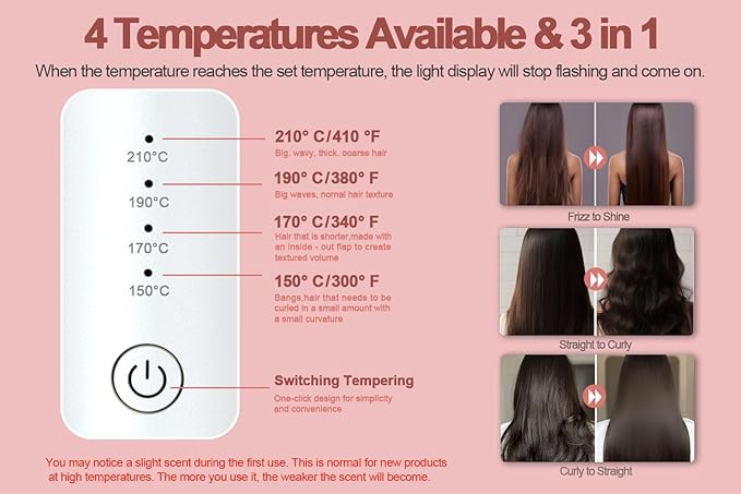 Youbella Cordless Hair Curling Iron Brush Mini Travel Hot Straightener Comb 3-in-1 Portable Wave Curling Wand 1.5″ Ionic Heated Brush USB Rechargeable Hair Curler White – No Automatic Rotation