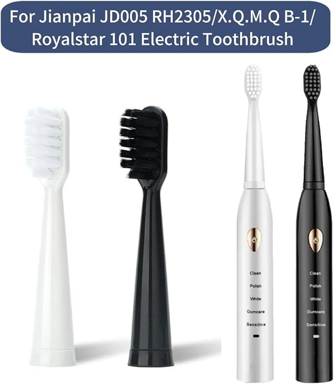 Replacement Toothbrush Heads Compatible for Jianpai JD005 RH2305/X.Q.M. B-1/Royalstar101 Soft Bristles Nozzles（16pcs）(16pcs White)