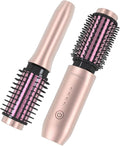 Youbella Cordless Hair Curling Iron Brush Mini Travel Hot Straightener Comb 3-in-1 Portable Wave Curling Wand 1.5″ Ionic Heated Brush USB Rechargeable Hair Curler Pink – No Automatic Rotation