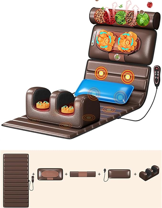 Full Body Electric Massage Mat with Heat PadFull Body Massage Bed with Neck Massage Pillow10 Vibrating Motors 4 Heating Pads for Back ReliefMassagers for Neck Back