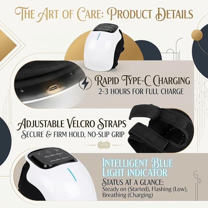 Morlit 360° Smart Warmth &amp Comfort Knee System - Rechargeable Wrap with Multi-Mode Touchscreen 4D Floating-Point Massage for Joint Ease &amp Daily Rejuvenation