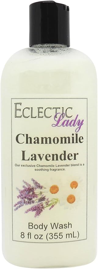 Eclectic Lady Liquid Pearl Body Wash - Chamomile Lavender Scent 3-in-1 Use For Bubble Bath Hand Soap &amp Body Wash Phthalate-Free Chamomile Lavender Fragrance Handcrafted in USA (8 oz)