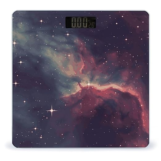 Star Field in Deep Space Scale with LCD Easy-to-Read Anti-Slip Weight Digital Bathroom Scale Precision Weighing Scales Sturdy Tempered Glass Body Weight Scales for Daily Use