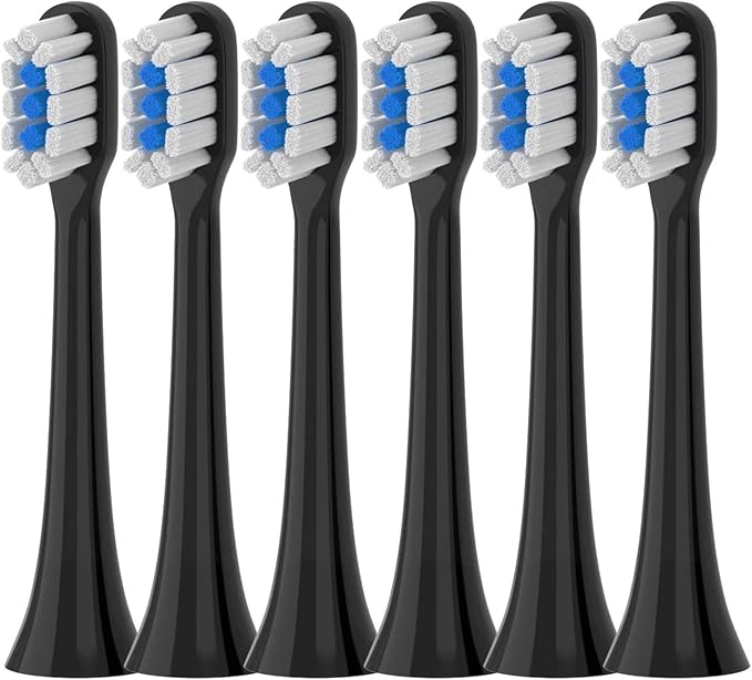 12PCS Replacement Brush HeadsCompatible for Xiaomi Mijia T301 T302 T501 /501CSonic Electric Toothbrush Head(T301-302-BK-12Pcs)
