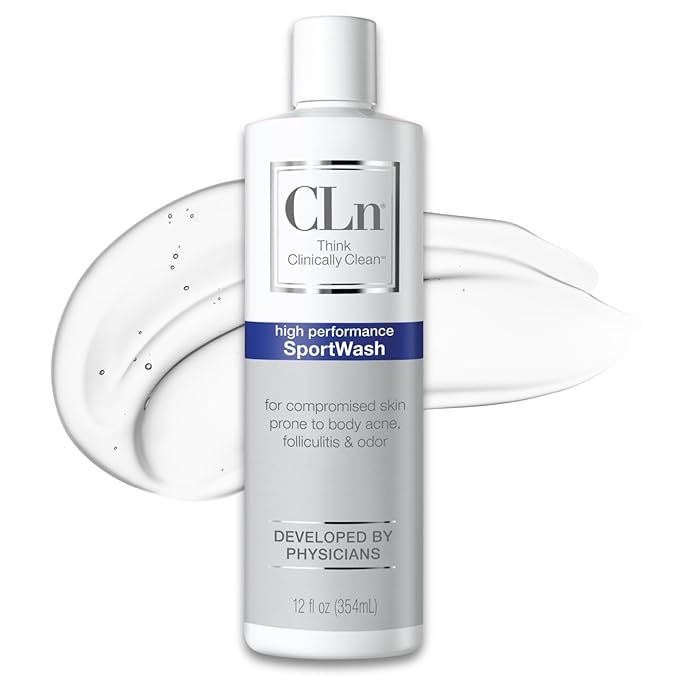 CLn® SportWash – High-Performance Sport Body Wash For Men &amp Women Prone to Body Odor Foot Odor Ringworm Folliculitis &amp Back Acne Fragrance-Free &amp Paraben-Free 12 fl. oz.