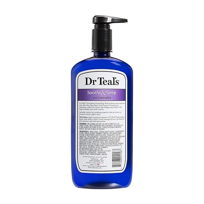 Dr Teal's Epsom Salt Body Wash 4-Pack (96 Fl Oz Total) Soothe &amp Sleep with Lavender