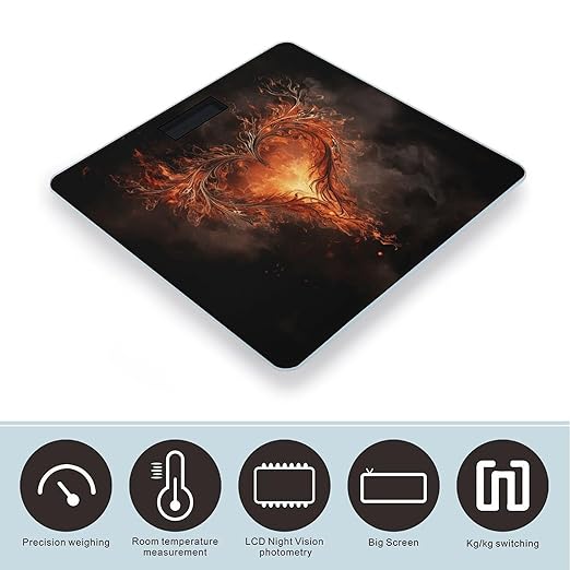 Digital Bathroom Scale for Body Weight Scale with Bright LCD Display High Accuracy Step-On Technology Auto On/Off Show A Heart on Fire Digital Scales 400 Lbs /180kg