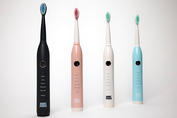 Electric Toothbrush Kit Ultra Portable &amp Lightweight with 5 Cleaning Modes 1 Year Supply of Brush Heads Rechargeable Battery Mirror Mount &amp Travel Cap Included (Black)