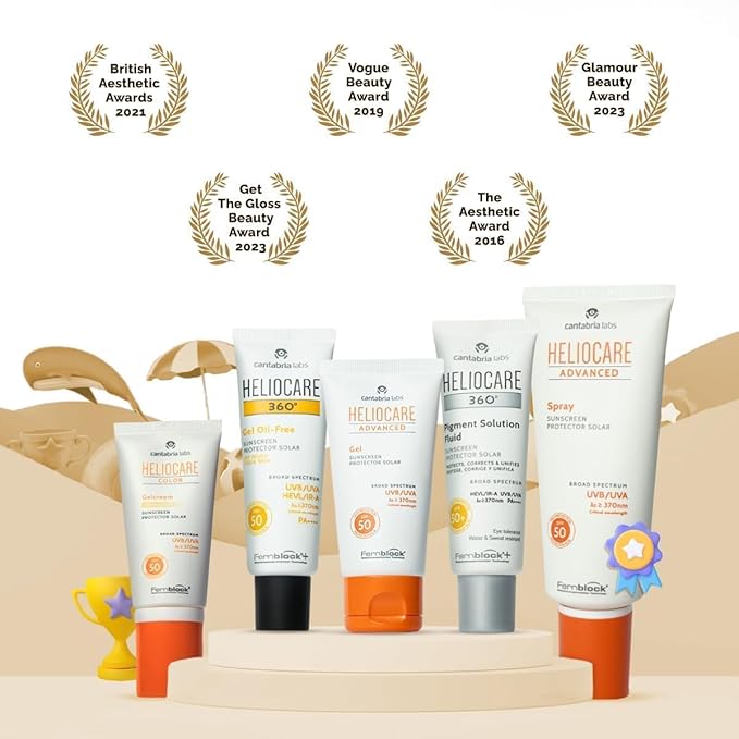 Helio-care 360º Water Gel SPF 50+ PA++++ Sunscreen | Ultra-Light Hydrating Sunscreen for Dry &amp Dehydrated Skin | Hyaluronic Acid | Water &amp Sweat Resistant | No White Cast | 50ml