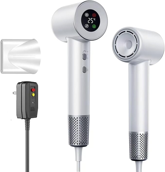 Hair Dryer Blow Dryer with Diffuser with 110000 RPM Motor Professional High-Speed Blow Dryer for Fast Drying Low Noise Ionic Hair Dryer 4 Temps &amp 2 Speeds for Home Salon White