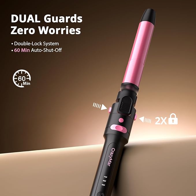5 in 1 Automatic Rotating Curling Iron Set CrazyMar Curling Wand Set - 5 Barrels (3/411/4 Inch) Dual Voltage Curling Wand for Professional Hair Styling Travel Ceramic Coating(Hot Pink)