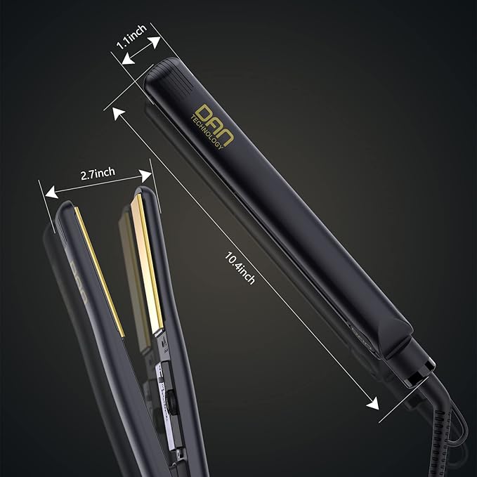 500 Degree Ceramic Dual Voltage Adjustable Temperature 1 inch Flat Iron - 2 in 1 Portable Straightener for Thick Hair