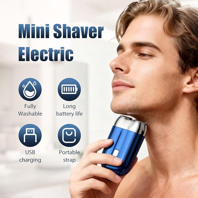 Electric Mini Portable Razor 2026 New 2 in 1 Model Mini Dual-Head Electric Shaver Rechargeable Waterproof Compact Electric Shaver for Men (Silver)