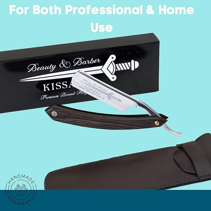 Straight Razor SHAVE READY-Shaving Knife Sharp Steel Cutthroat Straight Edge Blade Vintage Wenge Wood Handle Classic Barber Approved